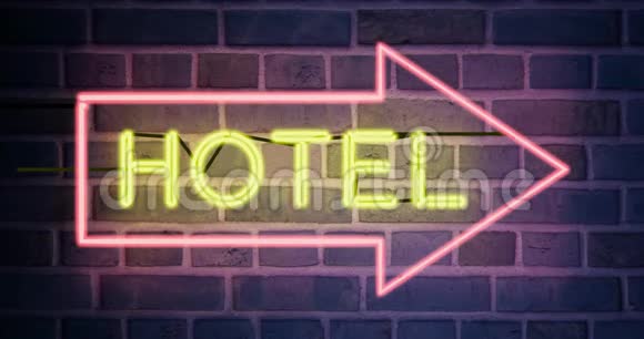 客房上方酒店霓虹灯标志4k视频的预览图
