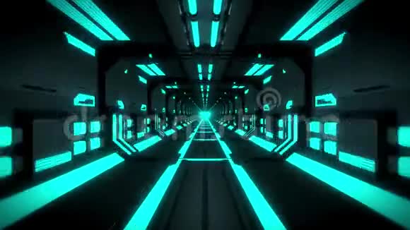 3D蓝高科技霓虹灯回路运动背景视频的预览图