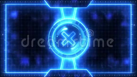 未来主义体育游戏循环动画对战背景雷达霓虹灯数字显示十个目标标记游戏控制界面视频的预览图
