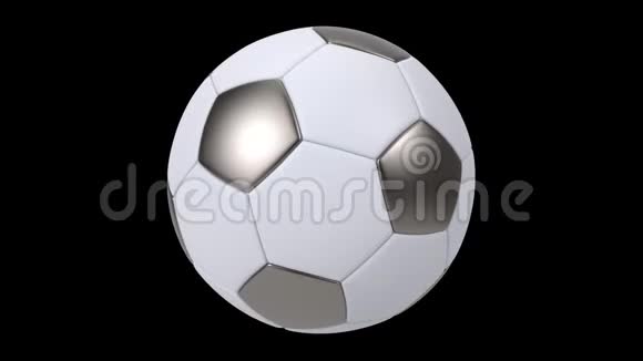 现实的铁和白色足球孤立在黑色背景三维循环动画视频的预览图