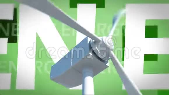 绿色背景和风力涡轮机的绿色能源视频的预览图