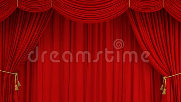 美丽的经典戏剧红色抽象窗帘打开和关闭与绿色屏幕3D动画现实视频的预览图