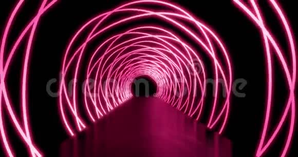 霓虹灯概念发光路径或隧道与未来发光灯4k视频的预览图