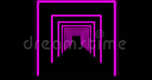 粉红色霓虹灯隧道图案或发光路径代表网络空间高速公路4k视频的预览图