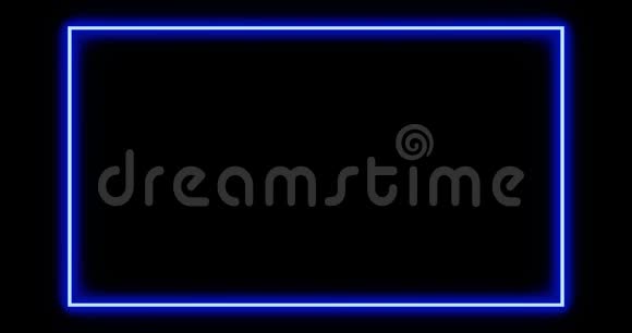 蓝色霓虹灯边框使用抽象发光制作框架4k视频的预览图