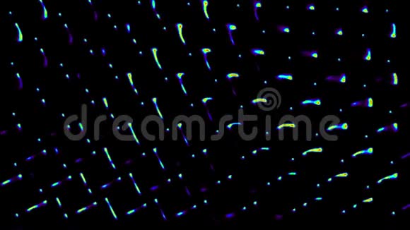 美丽的抽象视频在黑色的背景上发光发光调节彩色点的运动视频的预览图