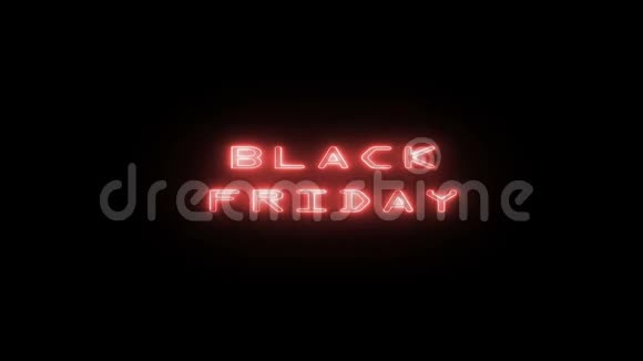红色霓虹灯闪烁标题铭文黑色星期五在中央黑色背景视频的预览图