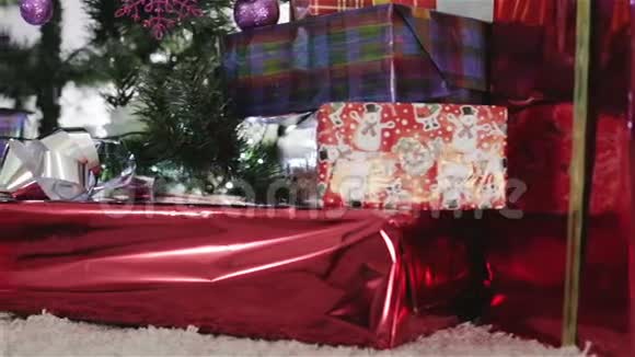 用礼物装饰圣诞树圣诞节和新年庆祝活动视频的预览图
