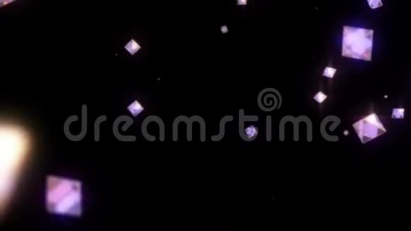 动画紫色宝石颗粒在黑色背景上视频的预览图