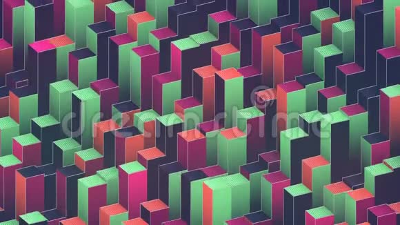 彩色立方体图案设计数字无缝循环动画三维渲染4UHDK视频的预览图