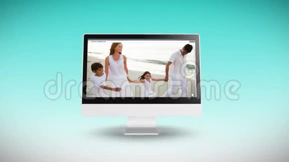 海滩假日录像在电脑屏幕上播放视频的预览图