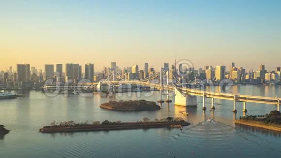 日本东京城市天际线东京湾视频的预览图