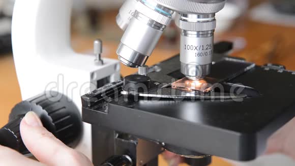 科学家在实验室里用显微镜视频的预览图