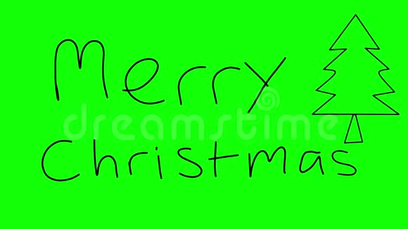 手绘绿色背景下圣诞快乐动画文本视频的预览图