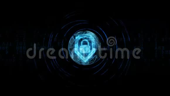 现代世界的数字安全蓝色挂锁屏蔽保护数据视频的预览图
