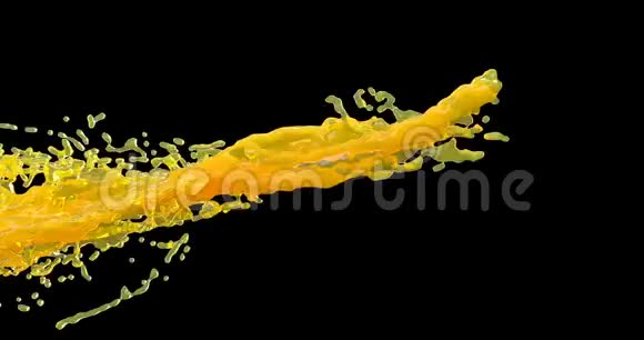 黑色背景上的橙汁芒果菠萝木瓜汁液体背景透明黄色斑点视频的预览图