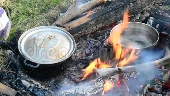 用木头生火做饭视频的预览图