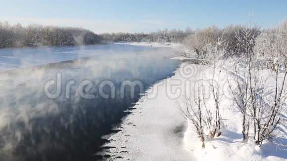 冬季景观堪察加河美景欧亚俄罗斯远东视频的预览图