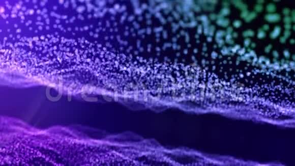 形成波的振荡发光粒子的梯度蓝色背景视频的预览图