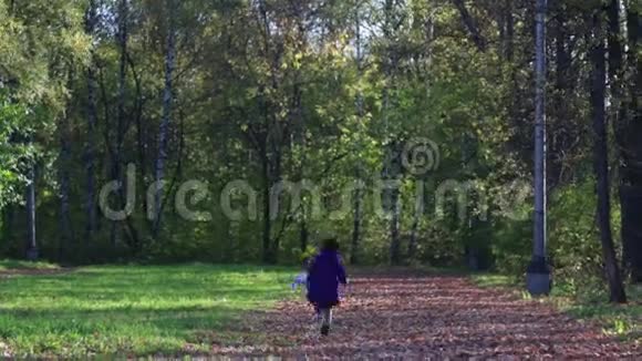 小女孩在公园里跑向远方视频的预览图