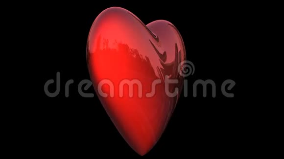 红色体积心脏绕轴旋转反射和突出有阿尔法频道善良和爱循环视频视频的预览图