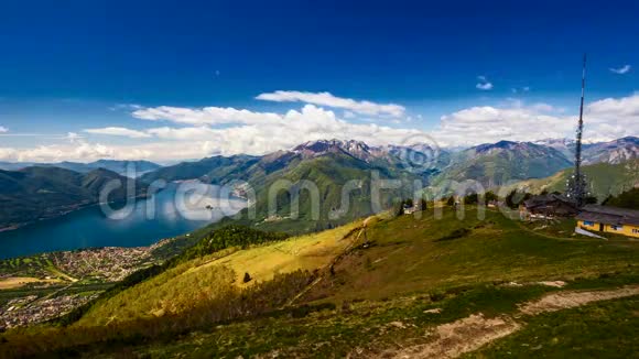 从瑞士蒂奇诺卡达达山与Maggiore湖MonteGambrogno和MonteTamaro和MonteTamaro的视视频的预览图