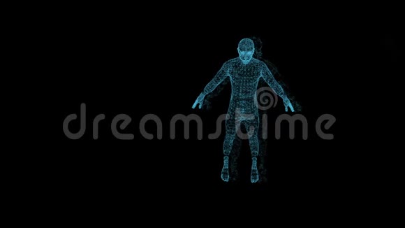 抽象的人类形态黑色背景下男性半机人D3动画视频的预览图