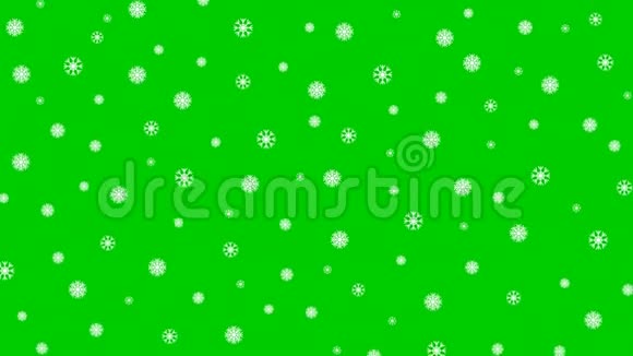 圣诞运动背景孤立的雪绿色背景上有白色的雪花一段录像视频的预览图