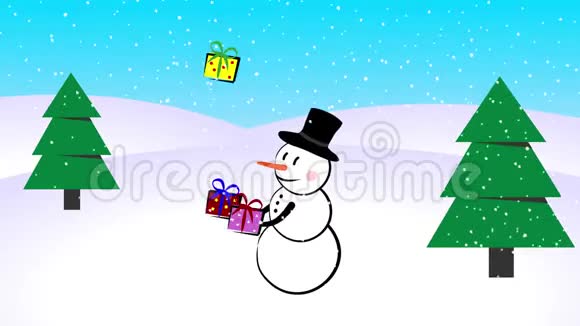 白雪皑皑的新年礼物盒视频的预览图