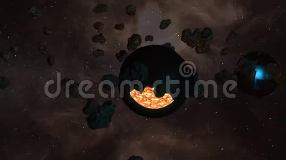 行星与流星在一个未知的银河系前卫风格视频的预览图