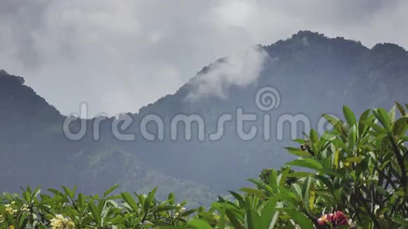 印度尼西亚巴厘岛云层在山上移动还有一个热带花园视频的预览图