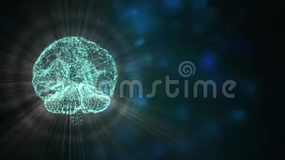摘要视频的大脑连接的神经元在空间周围飞行的bokeh粒子和来自四面八方的光视频的预览图
