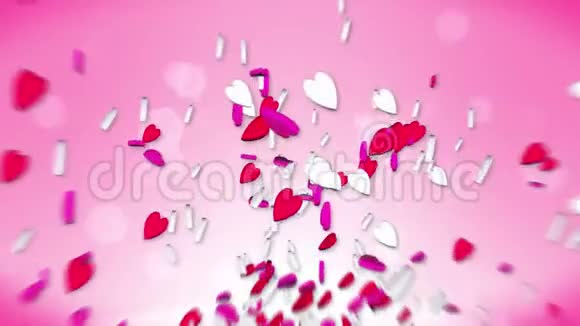 红心在红色背景上飞舞红白糖果情人节循环动画视频的预览图