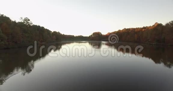 湖上风景如画的鸭子与水面倒影的空中视频视频的预览图