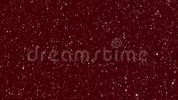 红色背景下飘落的逼真的雪孤零零的雪花视频的预览图