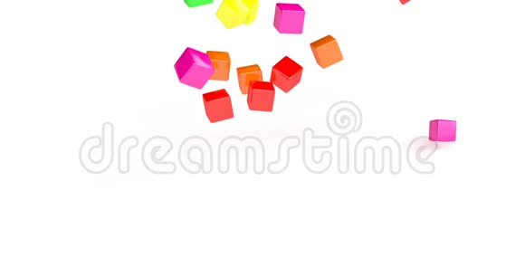三维彩色立方体下降为游戏背景设计游戏概念游戏插图几何背景红色视频的预览图