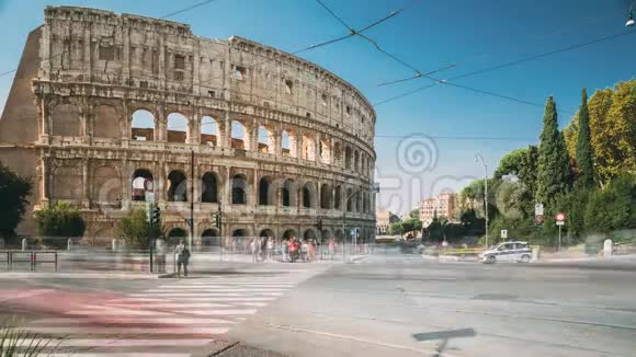 意大利罗马竞技场弗拉维安广场附近的交通著名的世界地标教科文组织视频的预览图