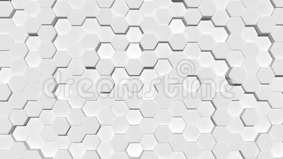 抽象六边形几何曲面明亮干净的白色灰色六角形网格图案视频的预览图