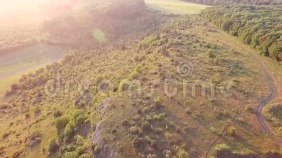 空中景观有树木山丘山谷的令人惊叹的景观视频的预览图