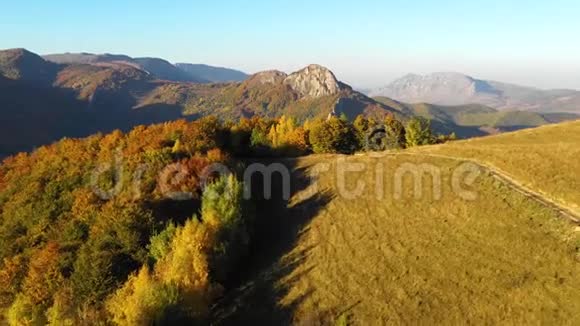 空中4k无人机秋季景观视频山区和森林视频的预览图