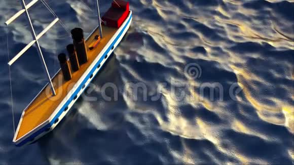 海面船的三维渲染以海浪为背景的计算机生成的舰船视频的预览图