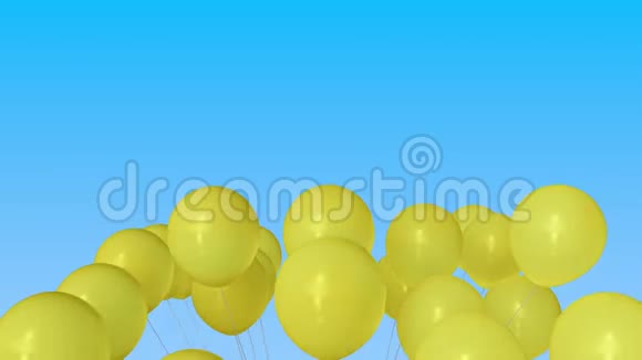 制作一堆黄色气球3D动画视频的预览图