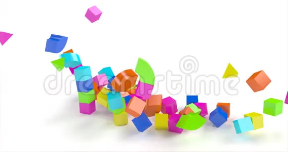 销毁一个由彩色立方体制成的玩具建筑视频的预览图