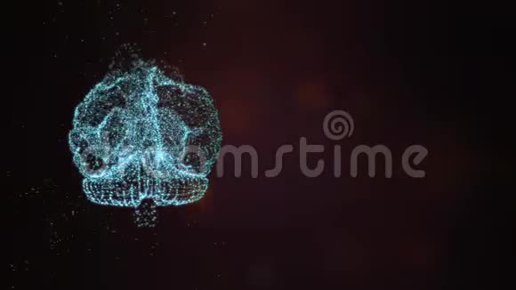 积极的心态观念从在黑暗中积极工作的微小粒子中抽象出人脑框架视频的预览图
