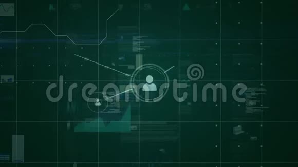 人们的图标连接线和数据在绿色背景上移动视频的预览图