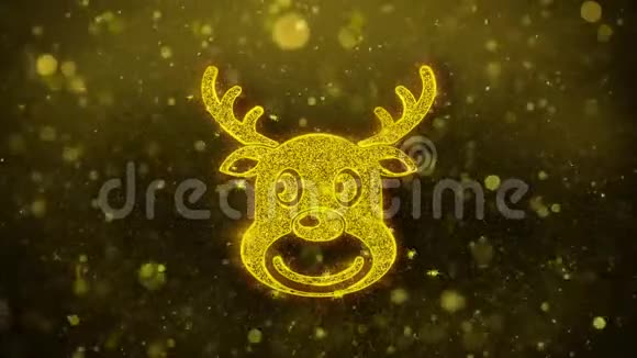 圣诞驯鹿圣诞鹿图标金色闪光粒子视频的预览图