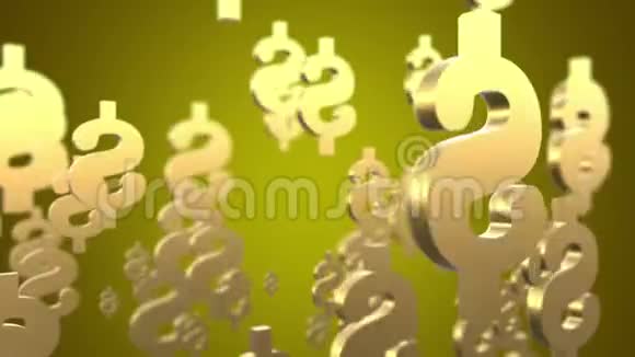 3D元硬币绿色背景上有的黄金符号美元银符号无缝循环运动视频的预览图