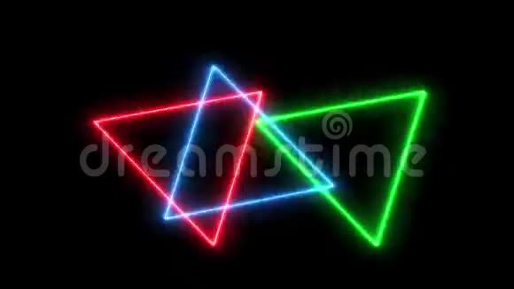 抽象的霓虹灯彩色三角形一起旋转视频的预览图