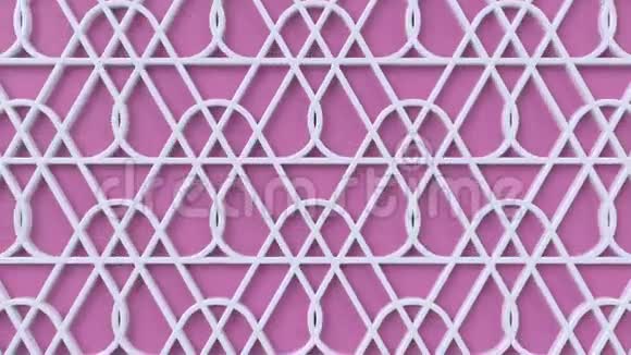 阿拉伯循环几何图案粉色和白色伊斯兰三维主题阿拉伯东方动画背景穆斯林墙纸视频的预览图
