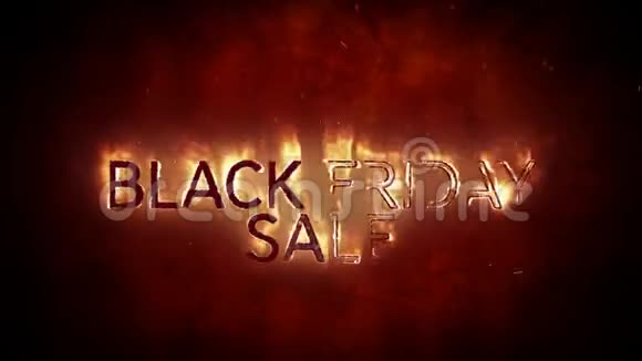 黑色星期五在黑色背景的火焰中出售视频的预览图